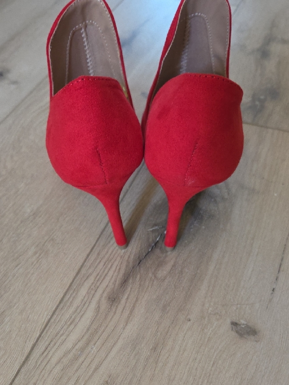 Women's Red Suede Pointed-Toe Stiletto Heels - Picture 5 of 6